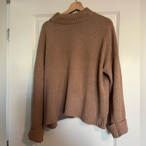 Pink Lily Beige Cozy Mock Neck Sweater